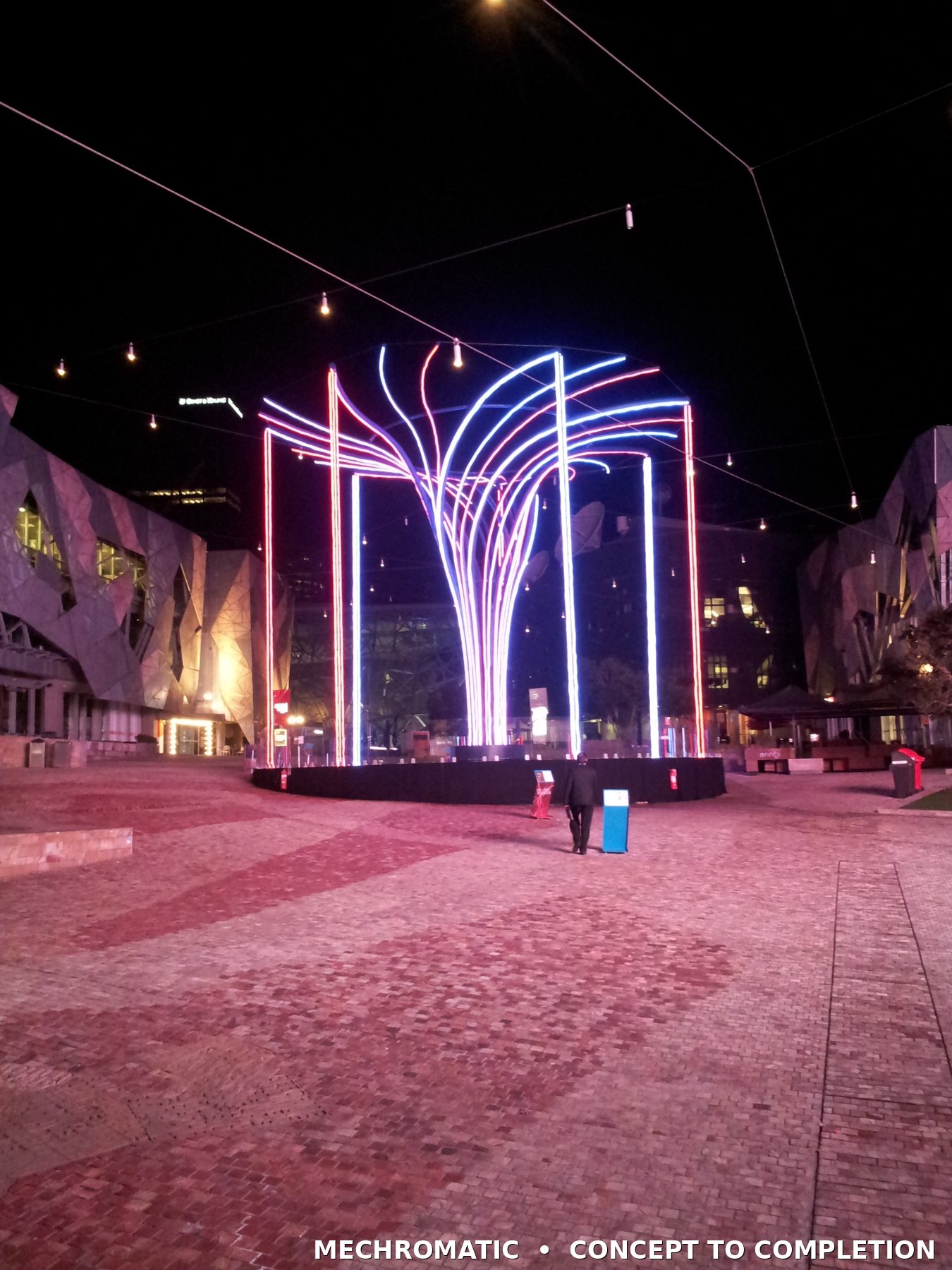 Completed entertainment temporary structure and event staging installation